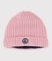 Bonnet bébé en tricot doublé en polaire rose CHARME