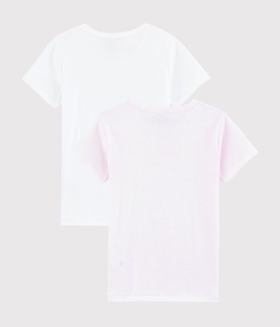 Lot de 2 tee-shirts manches courtes milleraies rose petite fille en côte variante 1