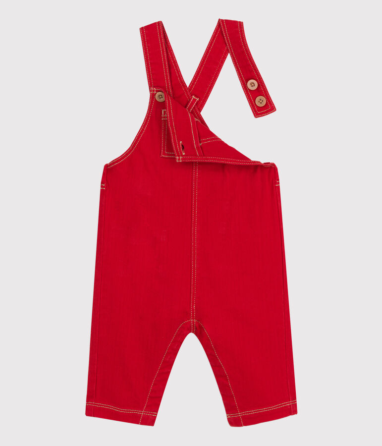 Salopette longue b&eacute;b&eacute; en denim rouge