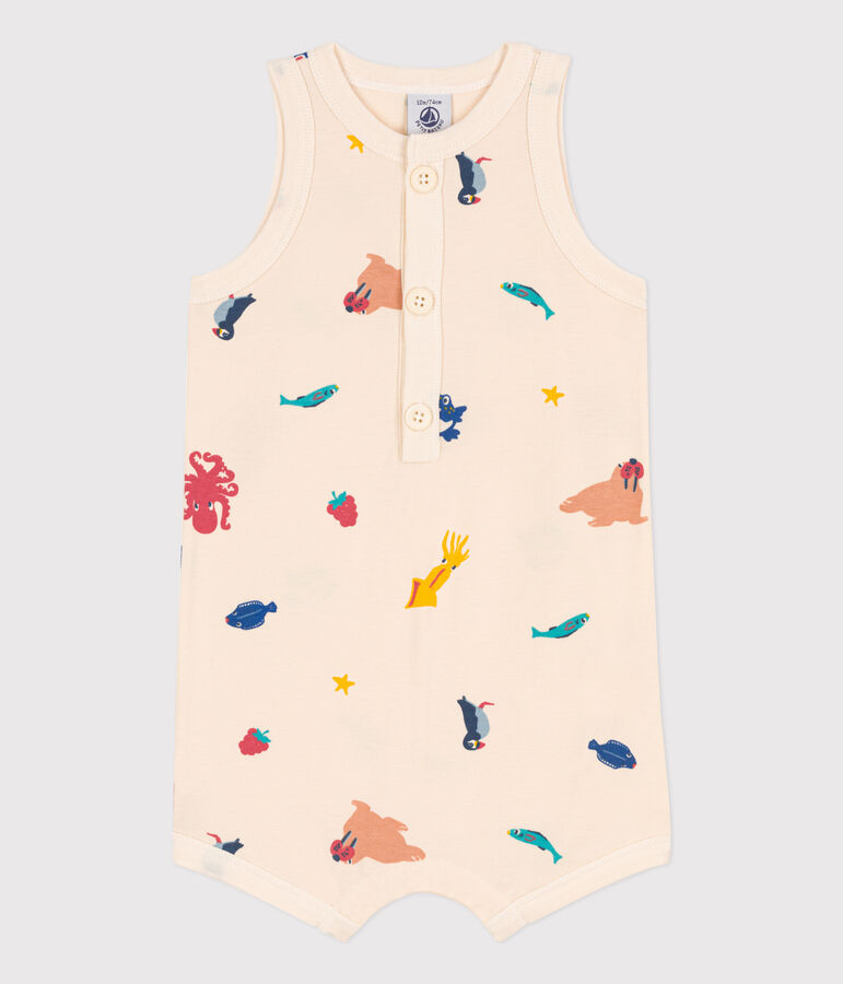 Combinaison courte b&eacute;b&eacute; en jersey imprim&eacute; blanc AVALANCHE/ MULTICO