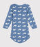 Body manches longues en coton bébé bleu BEACH/ MARSHMALLOW