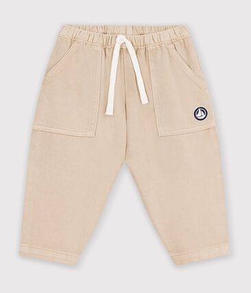 Pantalon bébé en coton uni avec badge, style cargo