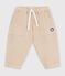 Pantalon b&eacute;b&eacute; en coton uni avec badge, style cargo beige