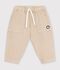 Pantalon b&eacute;b&eacute; en coton uni avec badge, style cargo beige