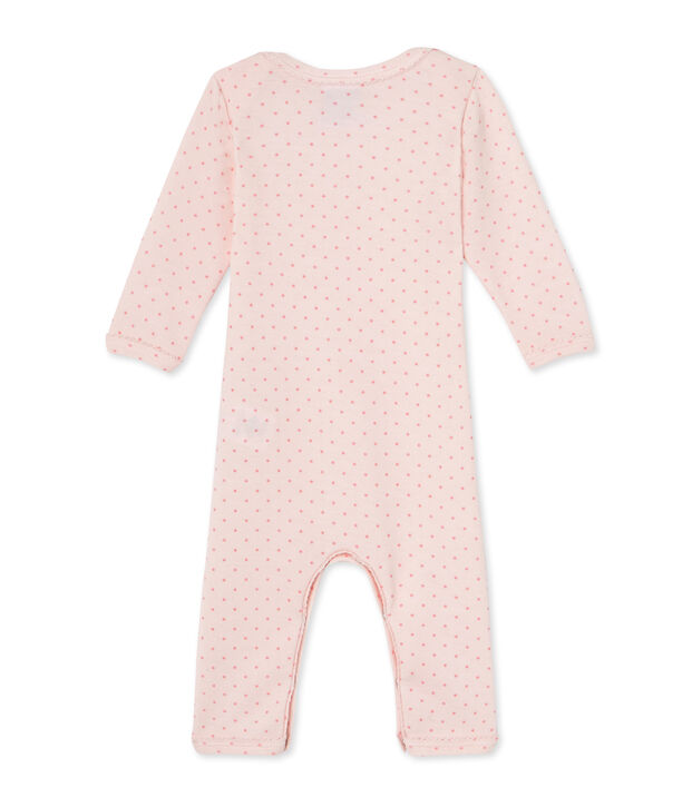 Combinaison longue b&eacute;b&eacute; fille en laine et coton rose/rose