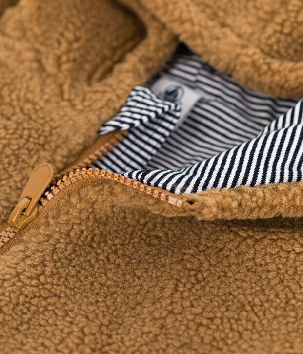 Veste &agrave; capuche en sherpa b&eacute;b&eacute; marron