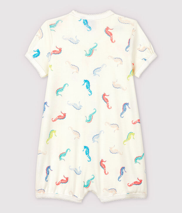 Combicourt hippocampe b&eacute;b&eacute; fille en coton blanc/rose