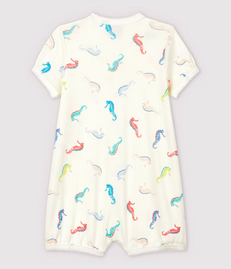 Combicourt hippocampe b&eacute;b&eacute; fille en coton blanc MARSHMALLOW/rose GRETEL