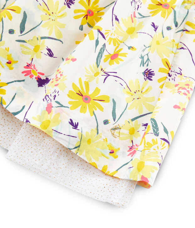 Robe manches courtes enfant fille blanc/multicouleur