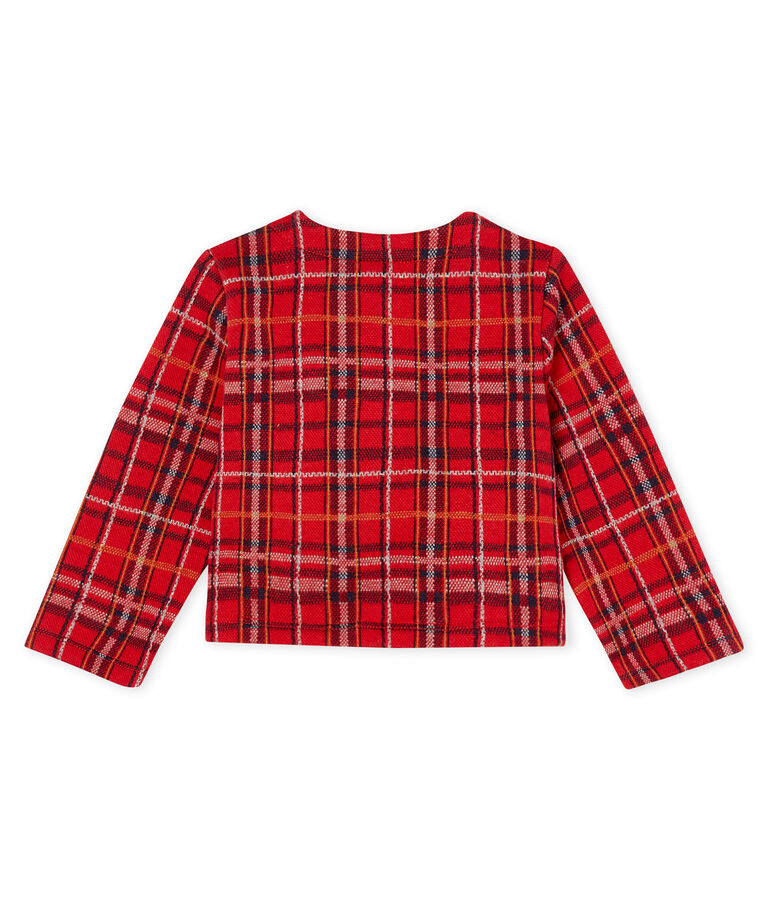 Cardigan b&eacute;b&eacute; fille &agrave; carreaux rouge TERKUIT/blanc MULTICO CN