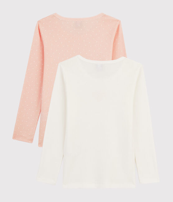 Lot de 2 tee-shirts manches longues coeurs petite fille variante 1