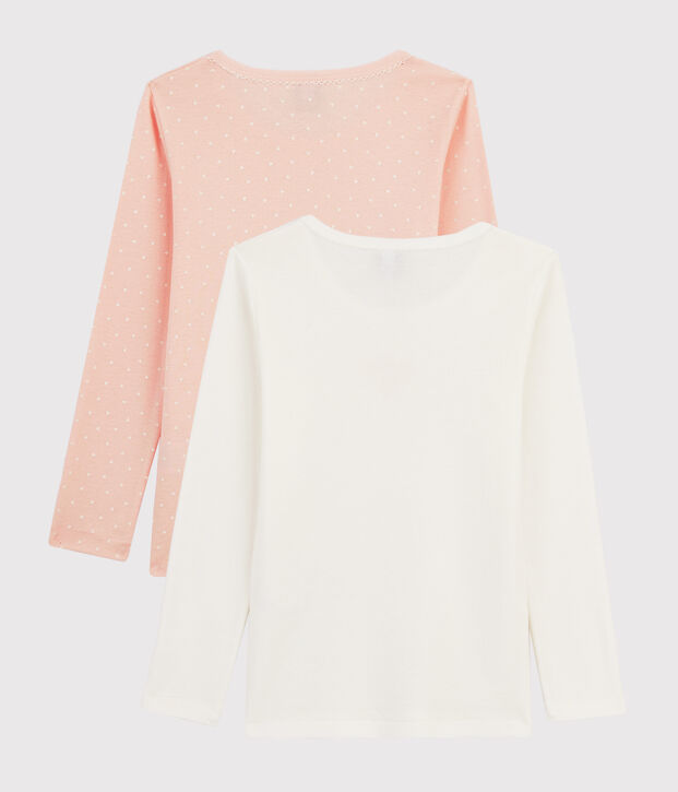 Lot de 2 tee-shirts manches longues coeurs petite fille multicouleur