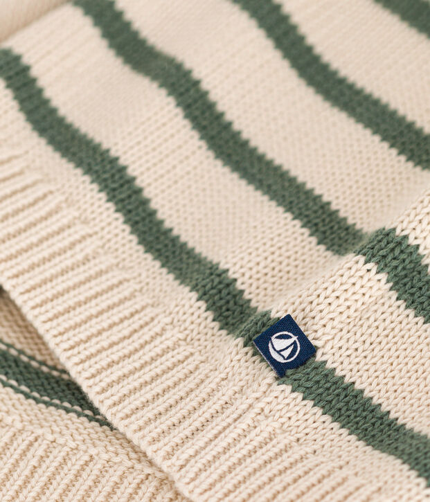 Pull en coton b&eacute;b&eacute; &eacute;cru/vert