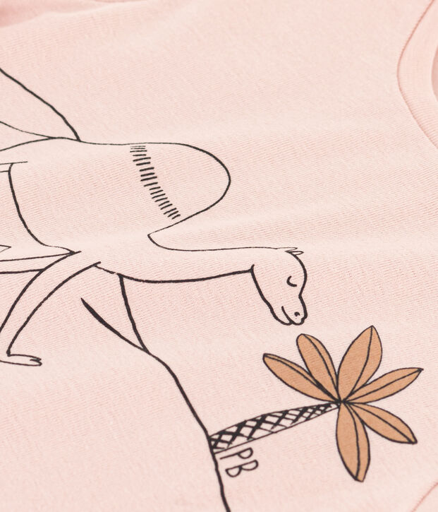 Tee-shirt imprim&eacute; en coton enfant fille rose