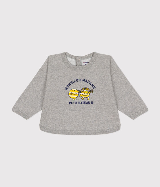 Sweatshirt Monsieur Madame en molleton bébé gris CHATON CHINE