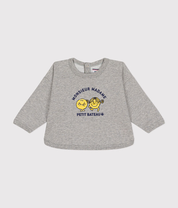 Sweatshirt Monsieur Madame en molleton b&eacute;b&eacute; gris