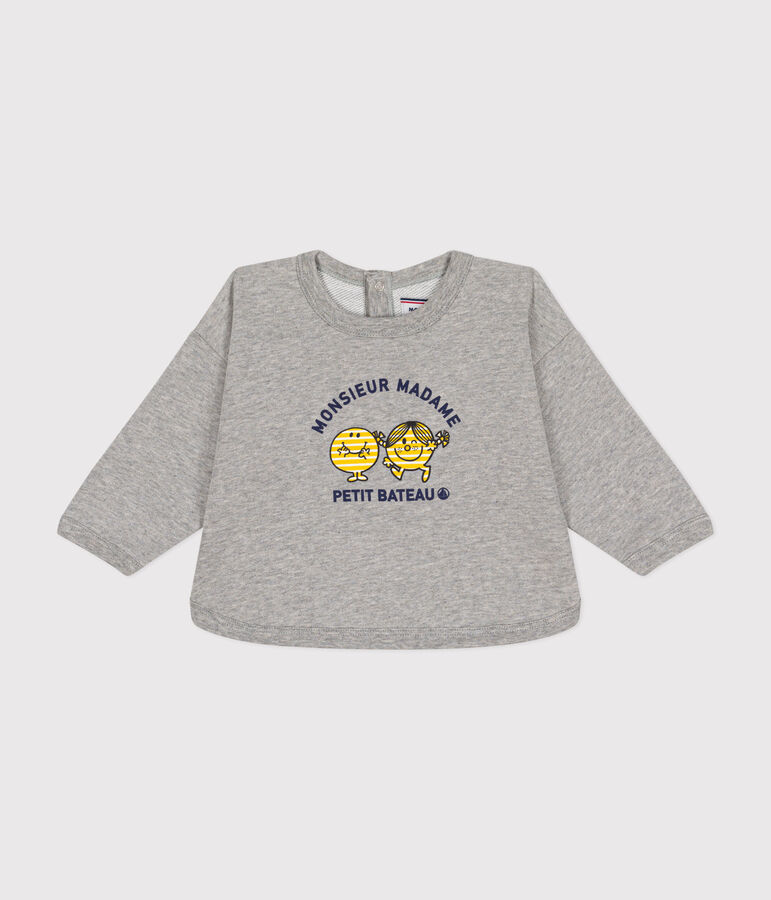 Sweatshirt Monsieur Madame en molleton b&eacute;b&eacute; gris
