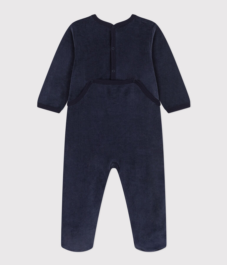 Pyjama b&eacute;b&eacute; chiens en velours bleu SMOKING