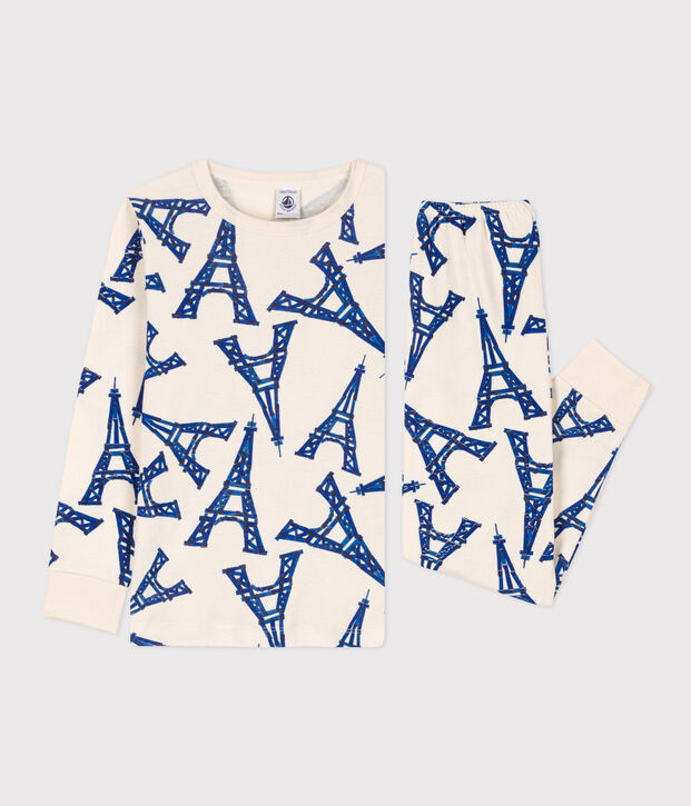 Pyjama Paris en coton enfant &eacute;cru/multicouleur