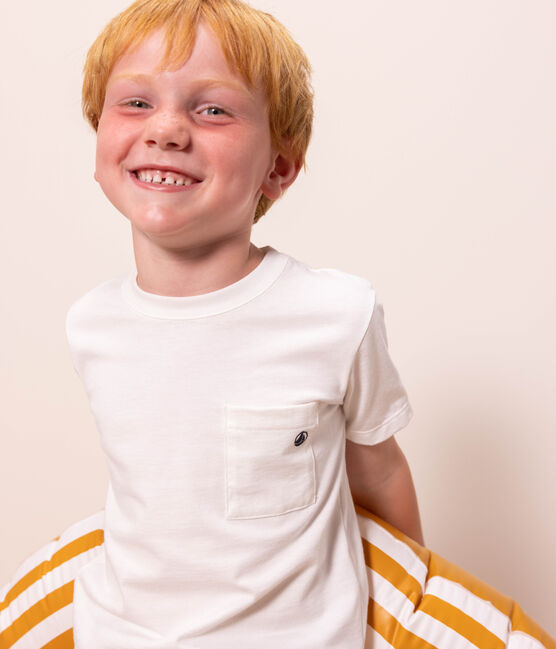 Tee-shirt manches courtes enfant garçon blanc MARSHMALLOW