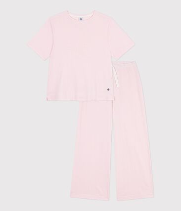 Pyjama femme en coton jambes larges à rayures