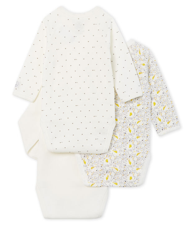 Trio de bodies naissance manches longues b&eacute;b&eacute; fille multicouleur