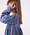 Robe enfant manches longues en velours imprimé bleu ADRIATIC/ MULTICO