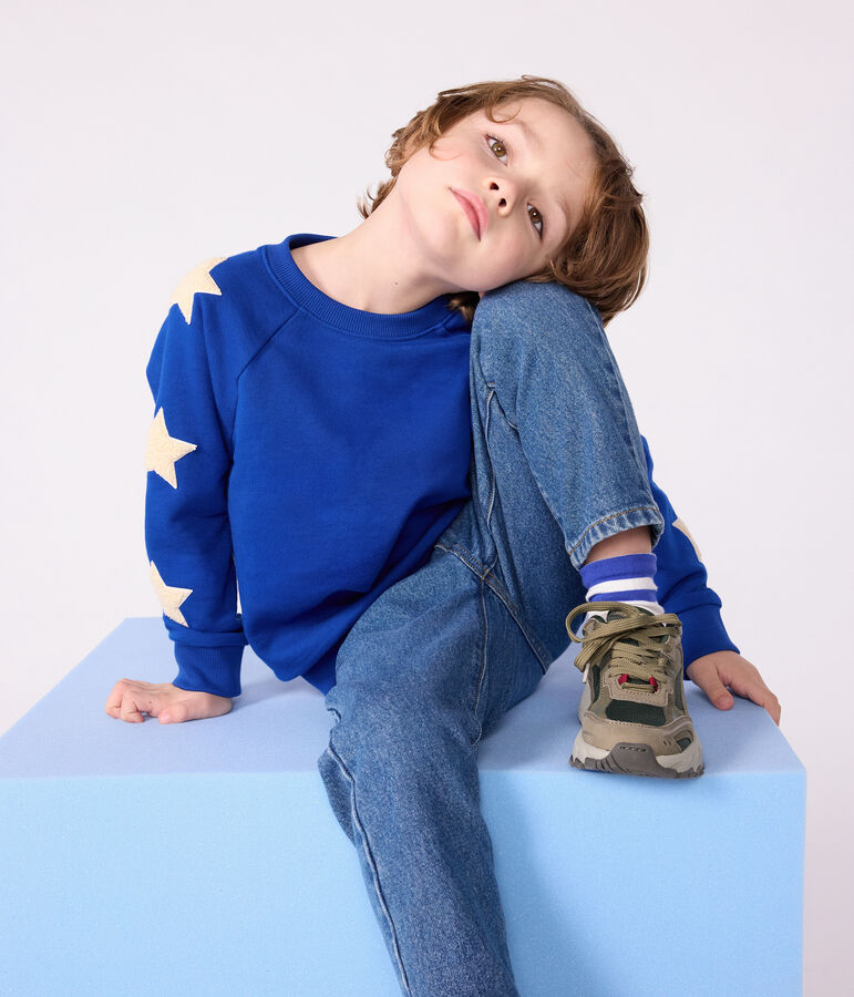 Sweatshirt enfant en coton uni bleu OLYMPIC
