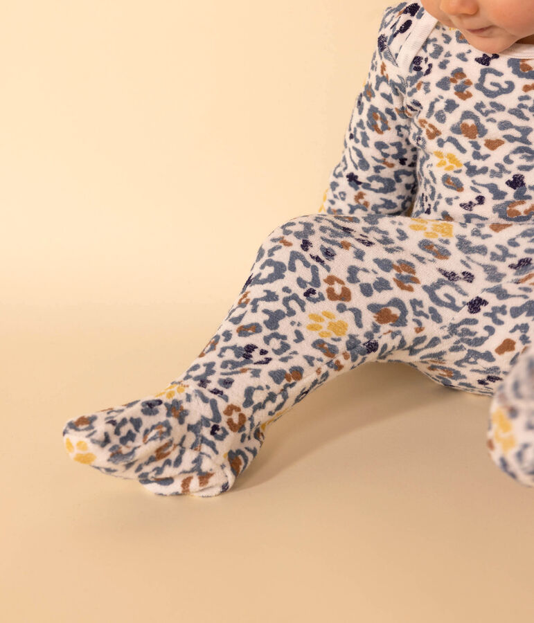 Pyjama b&eacute;b&eacute; en bouclette &eacute;ponge blanc MARSHMALLOW/blanc MULTICO