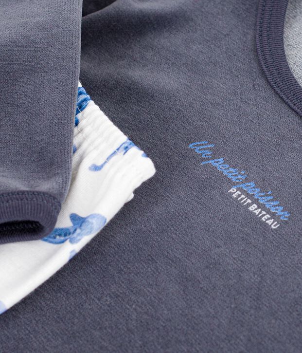 Pyjama  en coton blanc/bleu/multicouleur