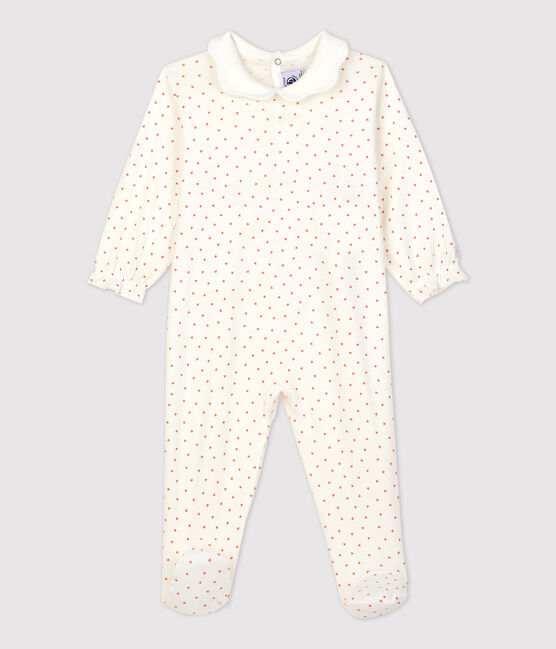 Dors-bien bébé petits cœurs en coton blanc MARSHMALLOW/ PAPAYE