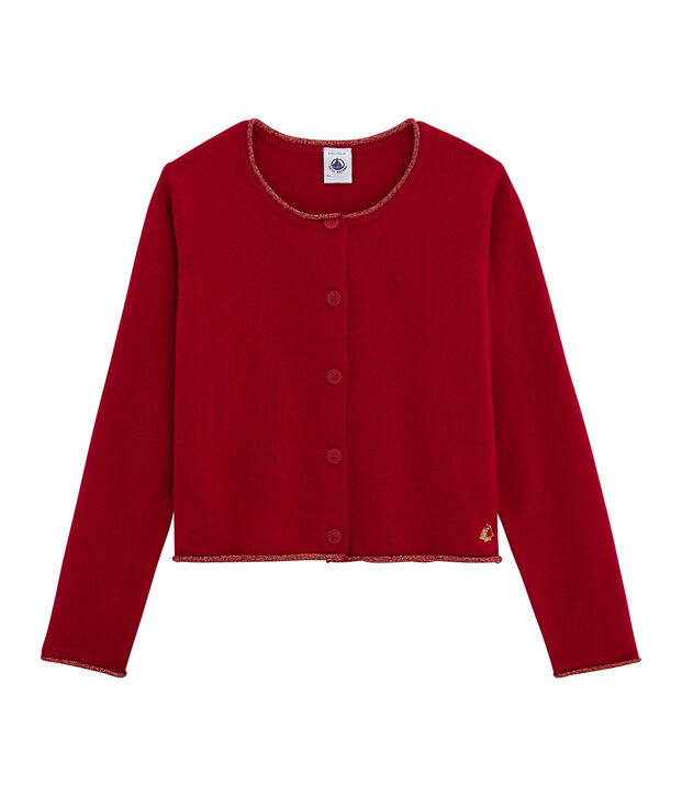 Cardigan tricot enfant fille rouge