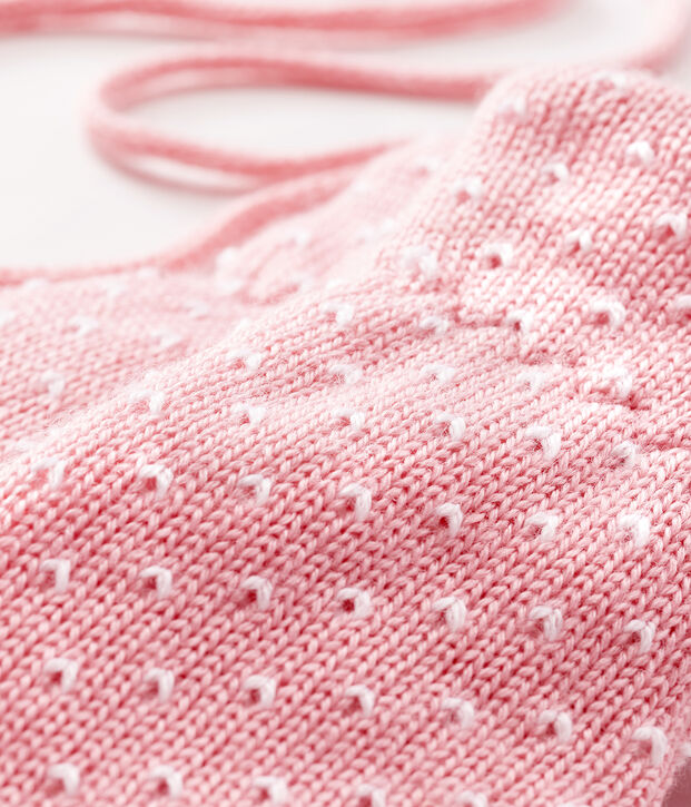 Moufles b&eacute;b&eacute; mixte doubl&eacute;es polaire rose/blanc