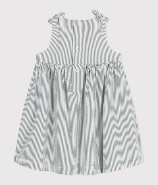 Robe bébé en coton sans manches rayée blanc MARSHMALLOW/bleu BRUT