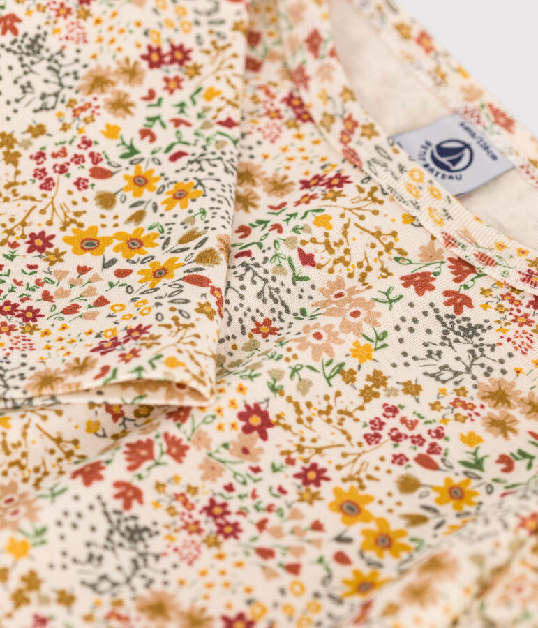 Tee-shirt manches longues en c&ocirc;te enfant fille blanc AVALANCHE/ MULTICO