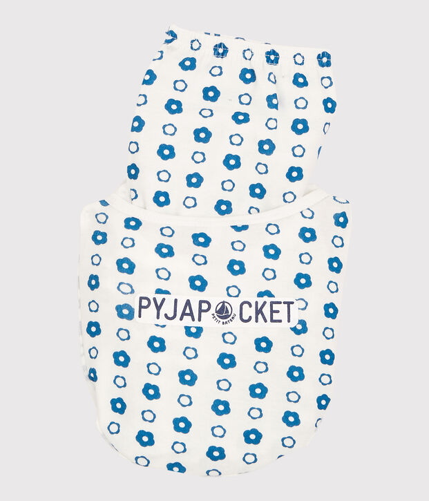 Pyjama imprim&eacute; fleurs graphique en coton enfant blanc/bleu