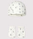 Lot bonnet naissance et moufles bébé en côte