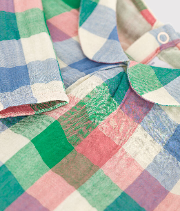 Blouse en gaze de coton b&eacute;b&eacute; &eacute;cru/multicouleur