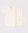 Pyjama manches courtes soleils petite fille en coton biologique blanc MARSHMALLOW/ ORGE