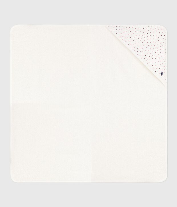 Carr&eacute; de bain b&eacute;b&eacute; en coton blanc/rouge