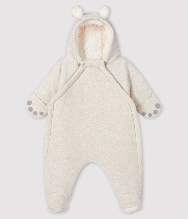 Combipilote ours b&eacute;b&eacute; en velours beige chin&eacute;