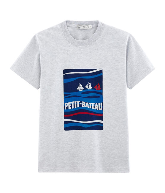 Tee-shirt mixte motif carte postale gris POUSSIERE CHINE