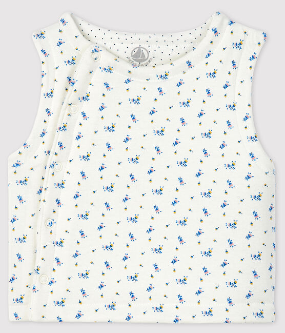Gilet sans manches bébé en coton biologique ouatinée blanc MARSHMALLOW+BLEU