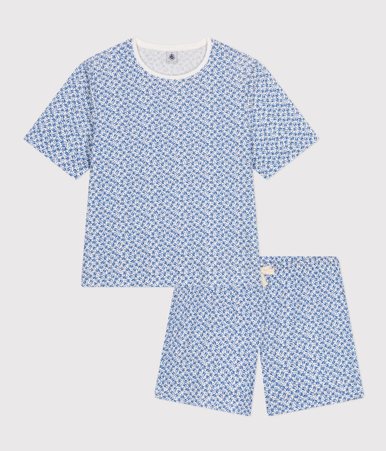Pyjama short et tee-shirt en coton motif floral femme bleu MARSHMALLOW/ INCOGNITO