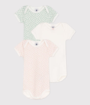 Lot de 3 bodies manches courtes en coton fleuri bébé