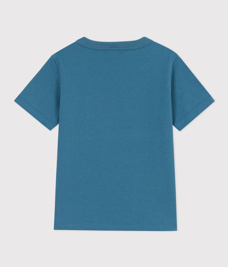 Tee-shirt manches courtes en coton enfant gar&ccedil;on bleu LAVIS