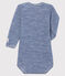 BODY MANCHES LONGUES À RAYURES BÉBÉ EN LAINE ET COTON bleu MEDIEVAL/blanc MARSHMALLOW