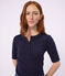 Tee-shirt femme en coton manches courtes uni bleu SMOKING