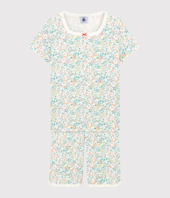 Pyjacourt petite fille en côte blanc MARSHMALLOW/blanc MULTICO