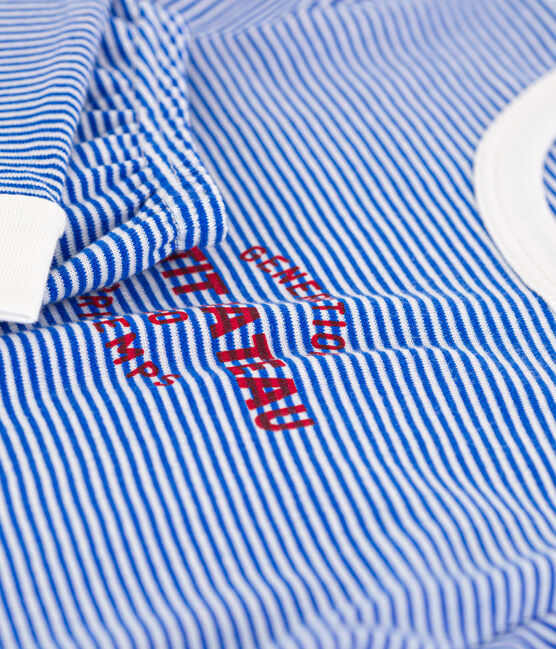 Pyjama ajusté à rayures en coton enfant bleu PERSE/blanc MARSHMALLOW